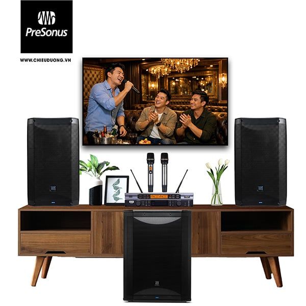 Bộ dàn Karaoke SP009519: 2 Loa PreSonus AIR XD 15, Vang số LSPro KX-880, Micro LSPro M450, Loa PreSonus AIR XD Sub 18