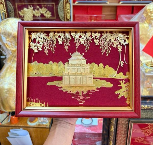  Tranh Hồ Gươm - Tháp Rùa mạ vàng 