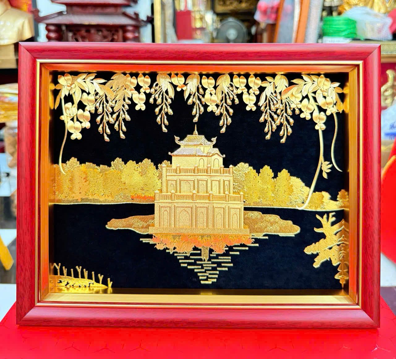  Tranh Tháp Rùa - Hồ Gươm mạ vàng 
