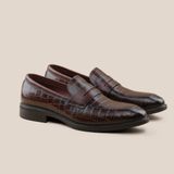  Giày Da Nam Loafer Nâu Đen Vân 28MC.74 