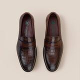  Giày Da Nam Loafer Nâu Đen Vân 28MC.74 
