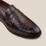  Giày Da Nam Loafer Nâu Đen Vân 28MC.74 