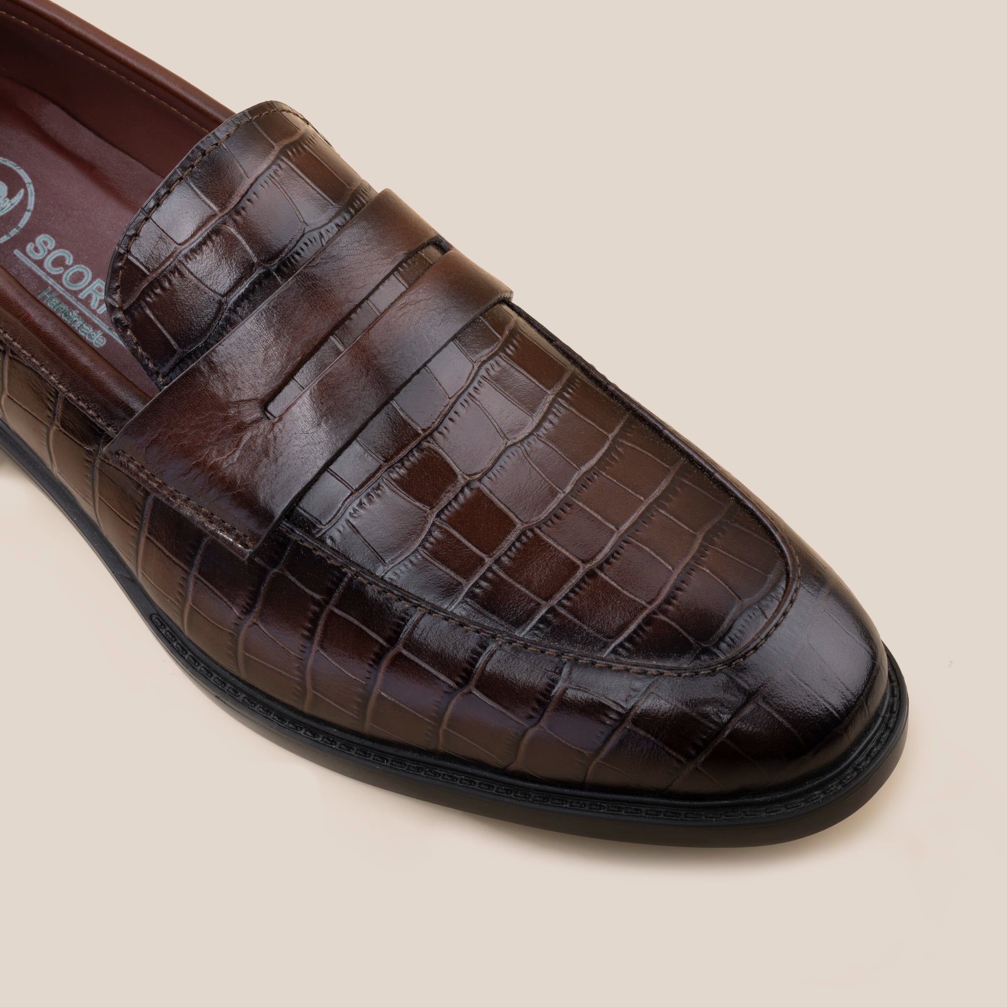  Giày Da Nam Loafer Nâu Đen Vân 28MC.74 