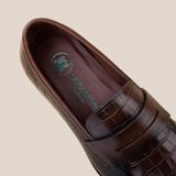  Giày Da Nam Loafer Nâu Đen Vân 28MC.74 