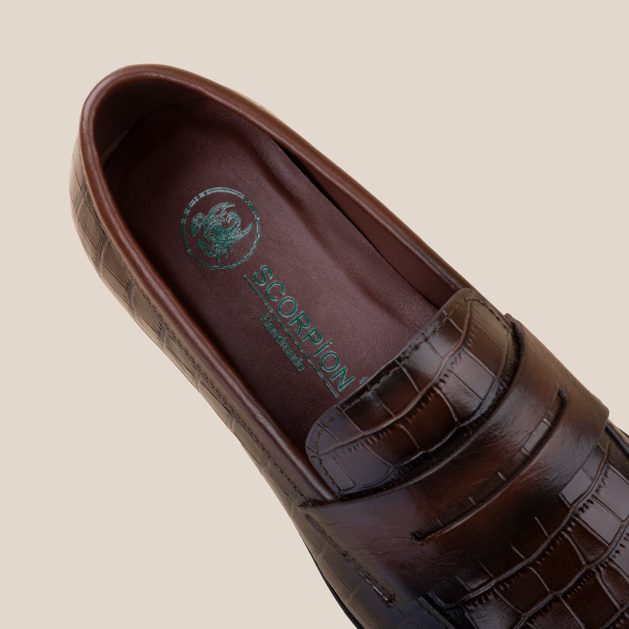  Giày Da Nam Loafer Nâu Đen Vân 28MC.74 
