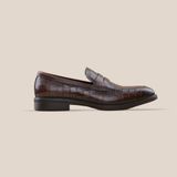  Giày Da Nam Loafer Nâu Đen Vân 28MC.74 