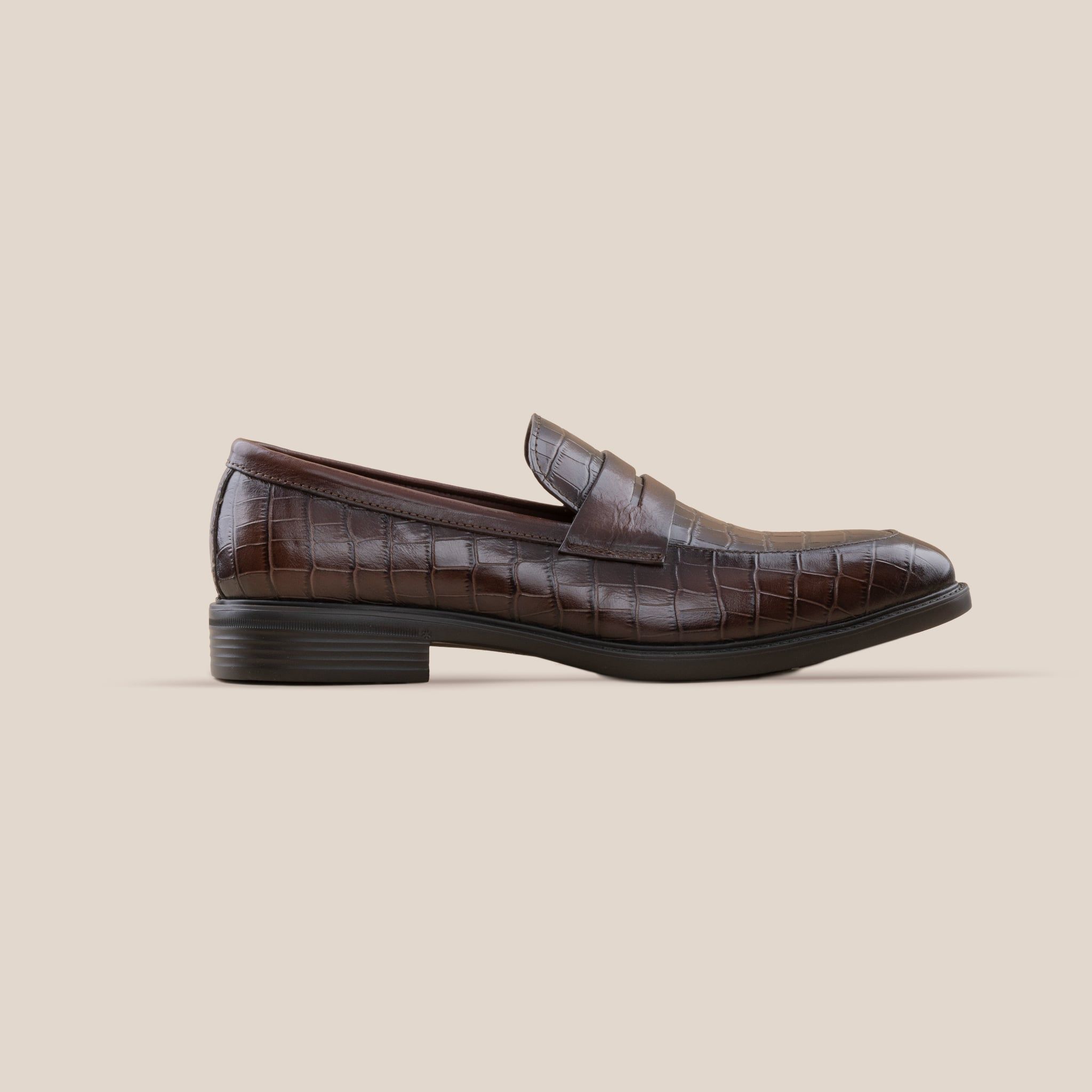  Giày Da Nam Loafer Nâu Đen Vân 28MC.74 