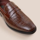  Giày Da Nam Loafer Nâu Vân 28MC.73 