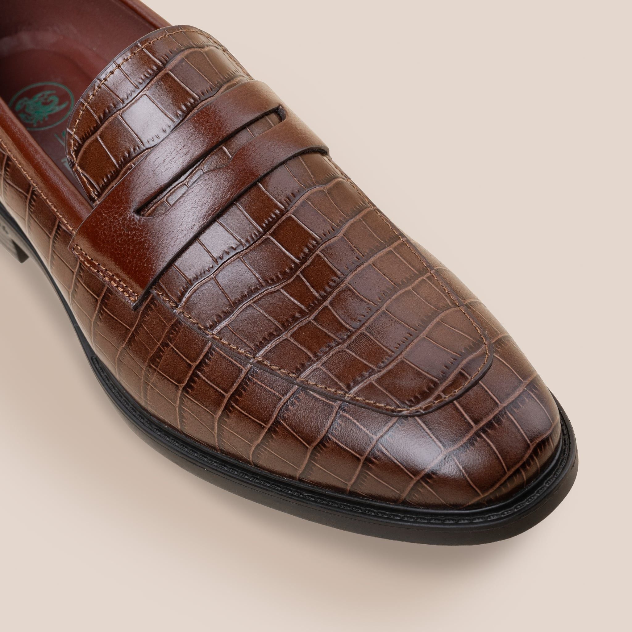  Giày Da Nam Loafer Nâu Vân 28MC.73 