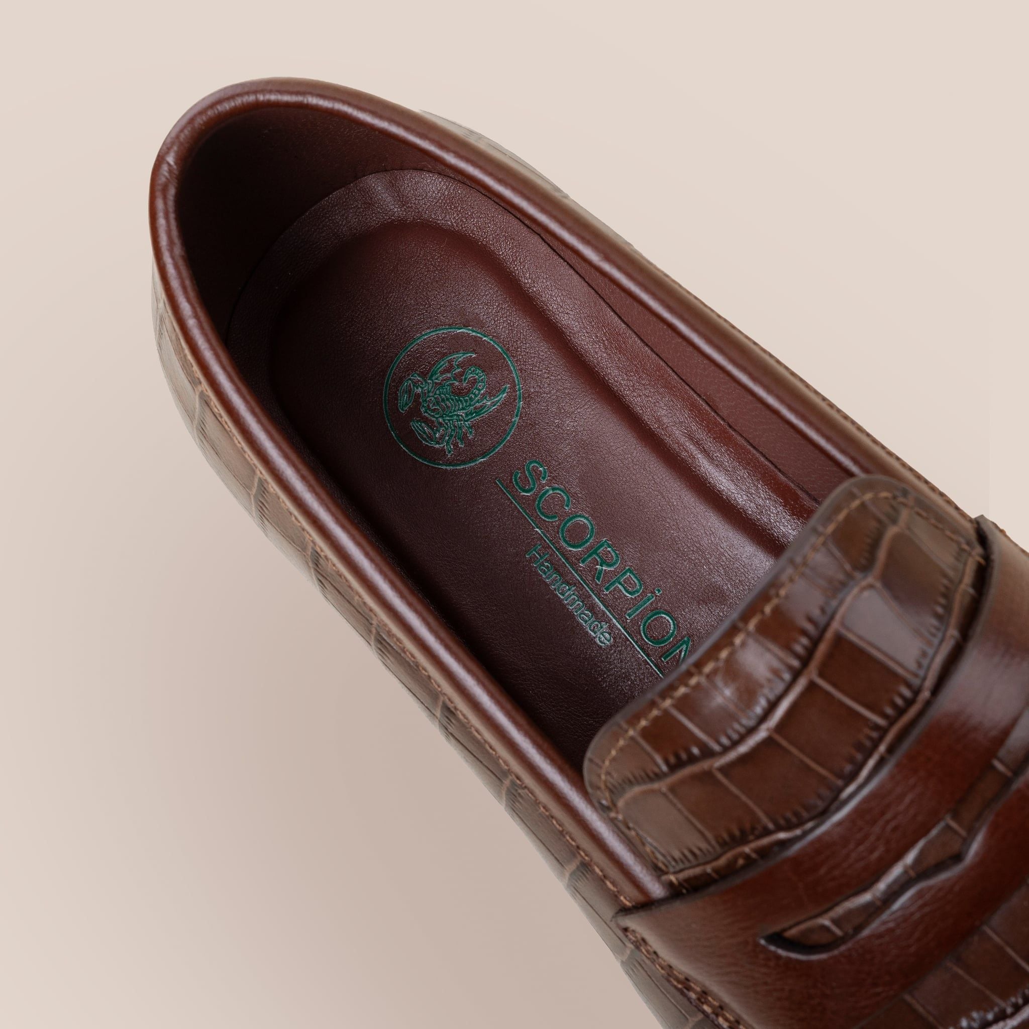  Giày Da Nam Loafer Nâu Vân 28MC.73 