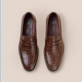  Giày Da Nam Loafer Nâu Vân 28MC.73 
