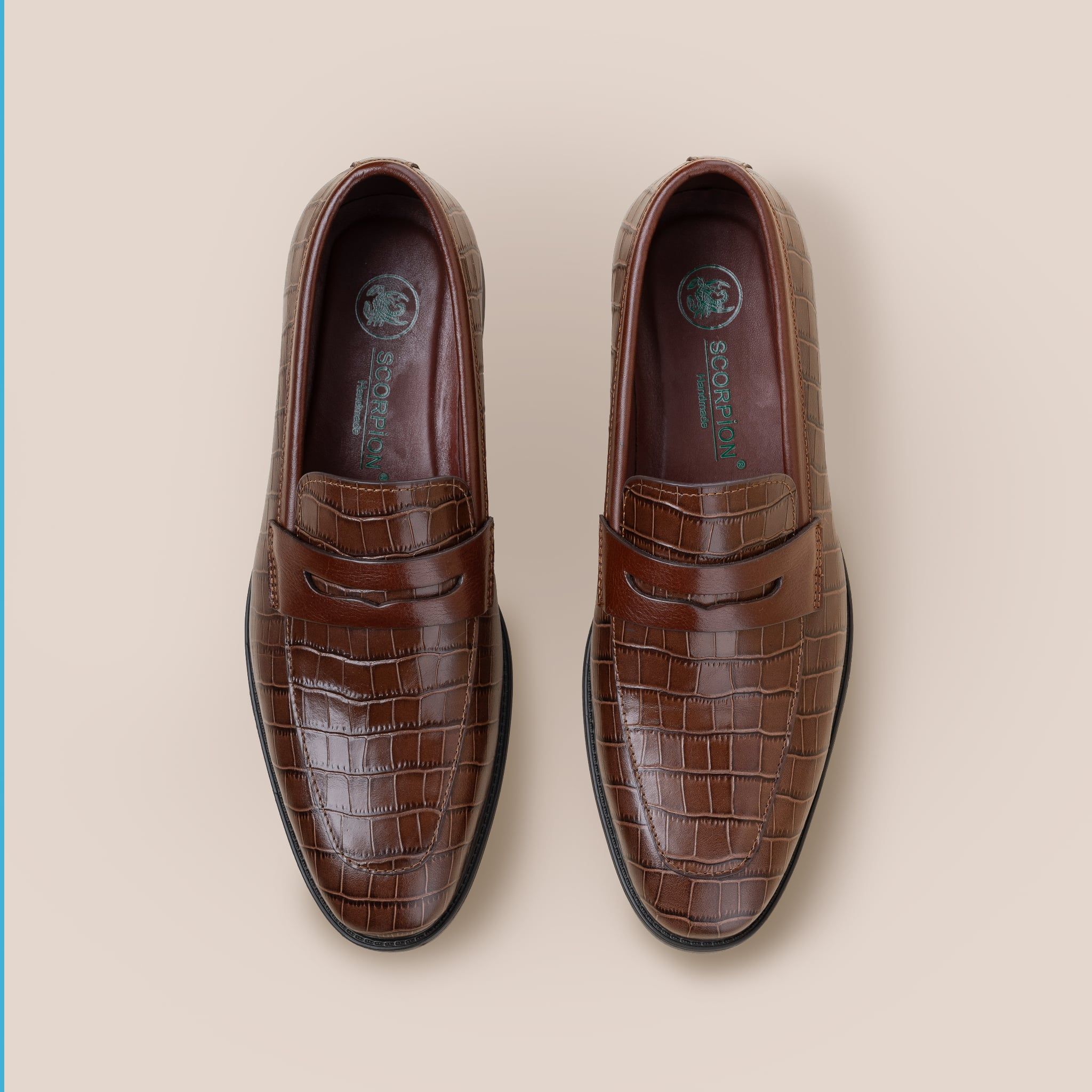  Giày Da Nam Loafer Nâu Vân 28MC.73 