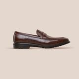  Giày Da Nam Loafer Nâu Vân 28MC.73 
