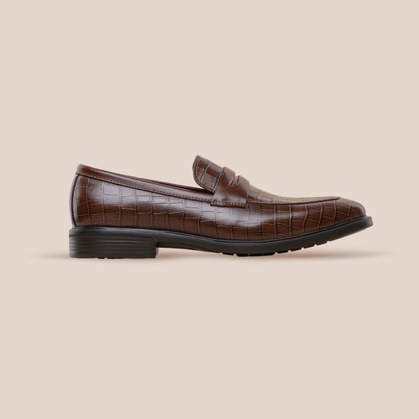  Giày Da Nam Loafer Nâu Vân 28MC.73 
