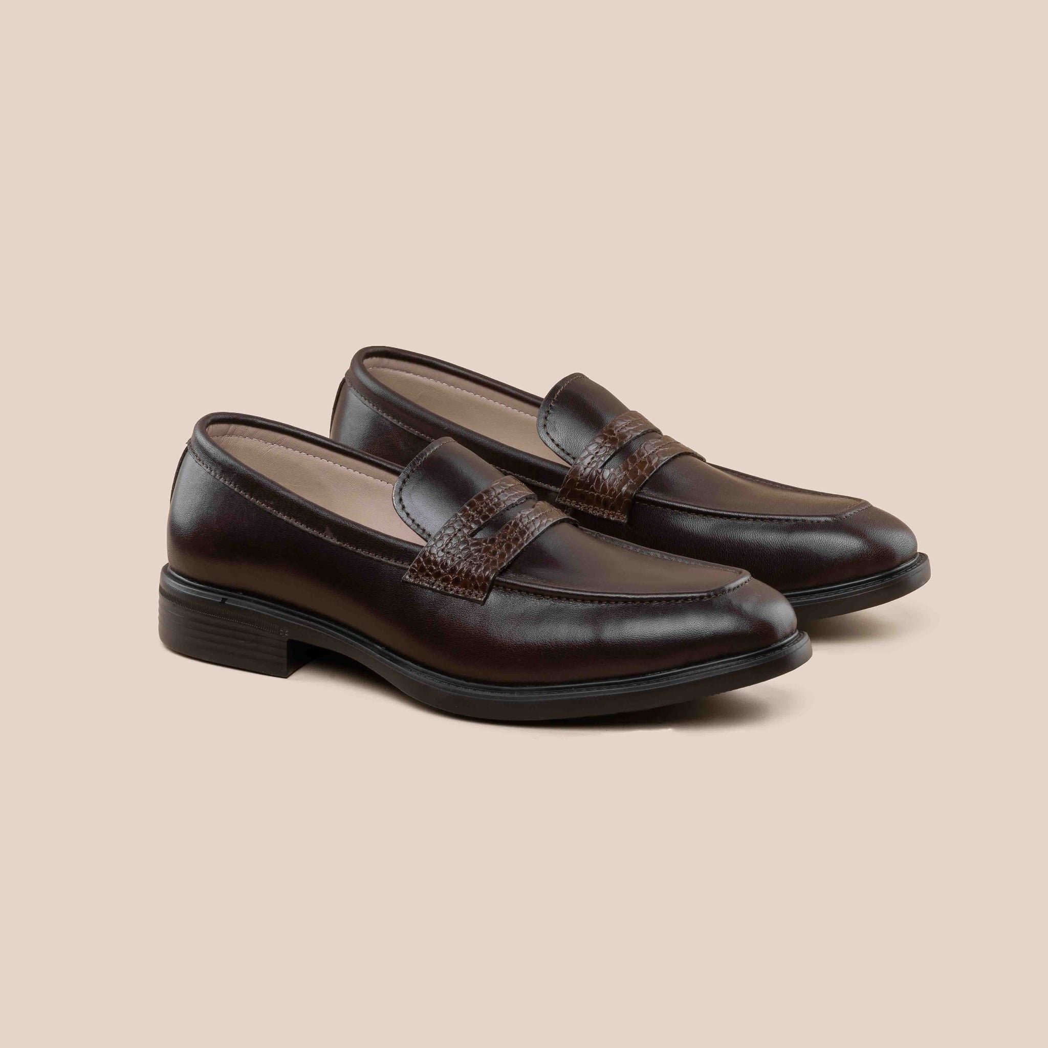  Giày Da Nam Loafer Nâu Trơn 28MC.76 