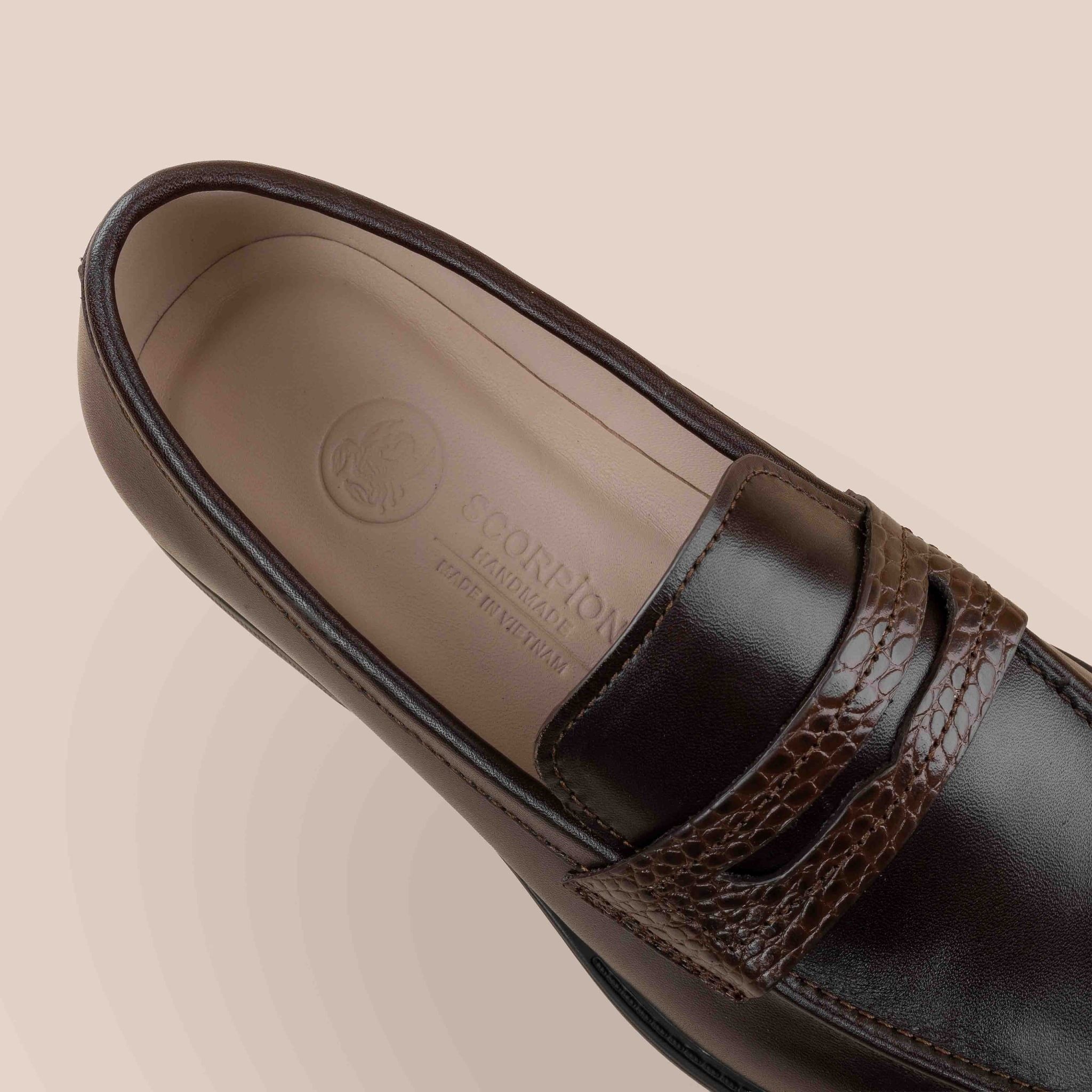  Giày Da Nam Loafer Nâu Trơn 28MC.76 