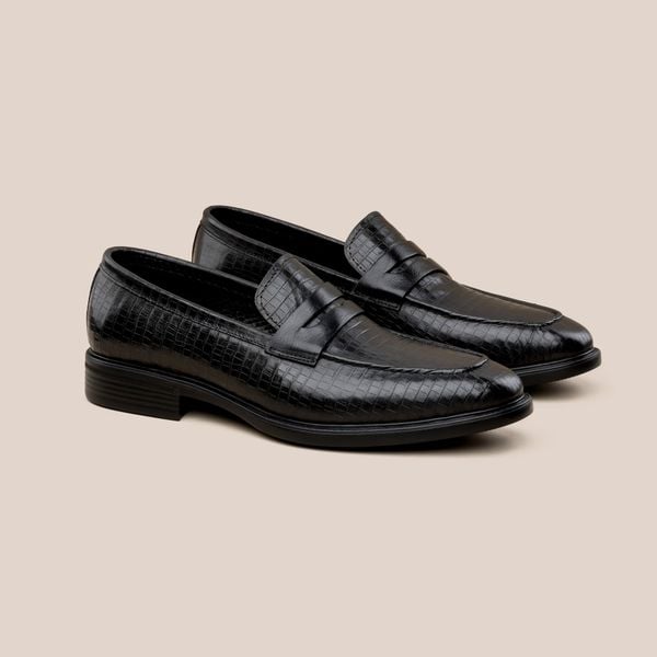  Giày Da Nam Loafer Đen 28MC.72 