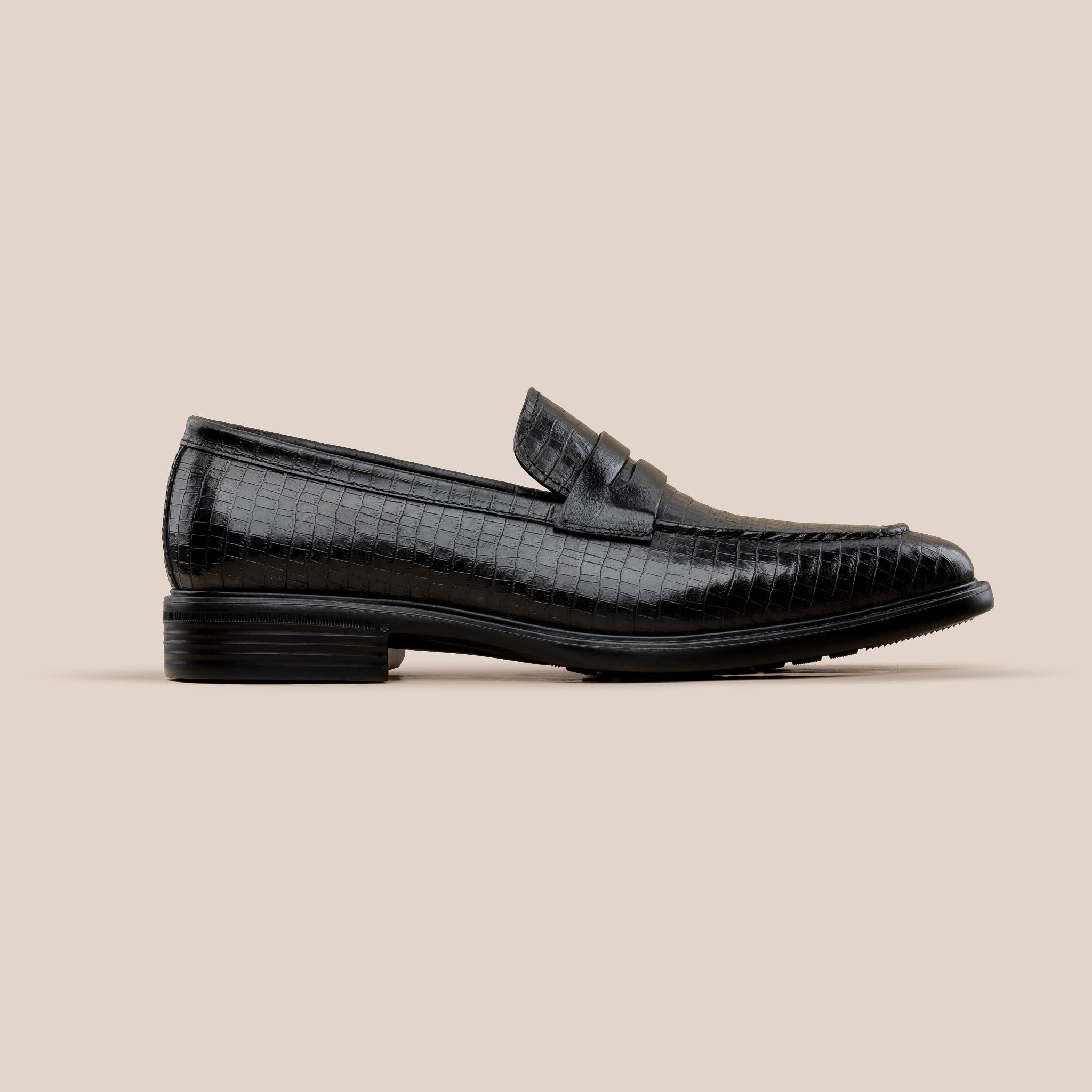  Giày Da Nam Loafer Đen 28MC.72 
