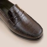  Giày Da Nam Moccasi Xanh Rêu Đen Vân 28MI.35 