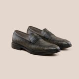  Giày Da Nam Loafer Xanh Rêu Vân 28MC.75 