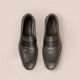  Giày Da Nam Loafer Xanh Rêu Vân 28MC.75 