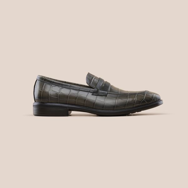  Giày Da Nam Loafer Xanh Rêu Vân 28MC.75 