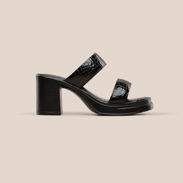  Giày Sandal Nữ Đen Vân Bóng 19M.10 