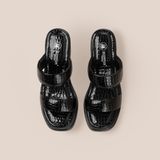  Giày Sandal Nữ Đen Vân Bóng 19M.10 