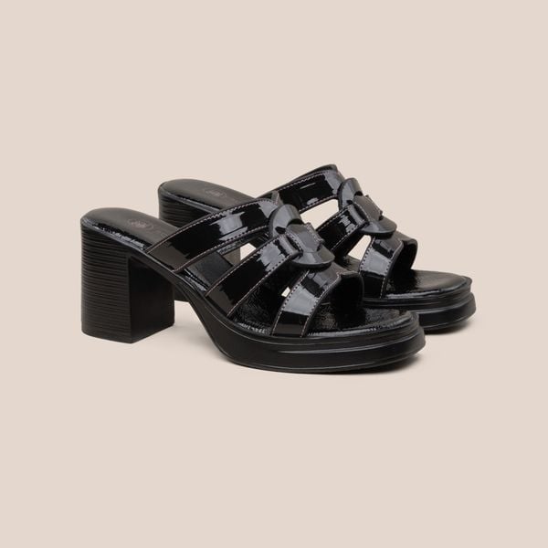  Giày Sandal Nữ Đen Bóng 19M.15 