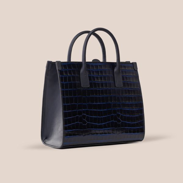  Túi Xách Nữ Da Vân Xanh Tím Than 26X.34 