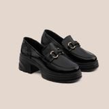  Giày Moccasin Nữ Trơn Đen 19M.6 