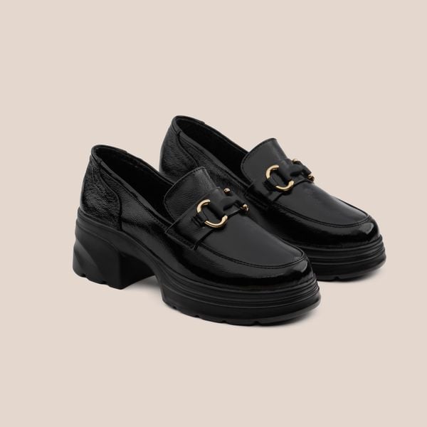  Giày Moccasin Nữ Trơn Đen 19M.6 