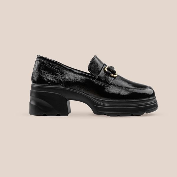  Giày Moccasin Nữ Trơn Đen 19M.6 