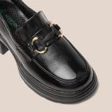  Giày Moccasin Nữ Trơn Đen 19M.6 