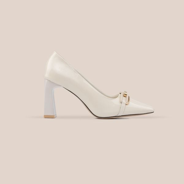  Giày Cao Gót Nữ Bóng Trắng 19N.3 