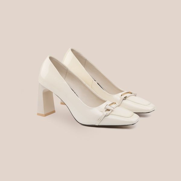  Giày Cao Gót Nữ Bóng Trắng 19N.8 
