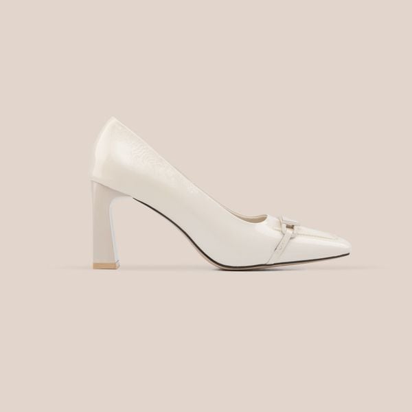  Giày Cao Gót Nữ Bóng Trắng 19N.8 