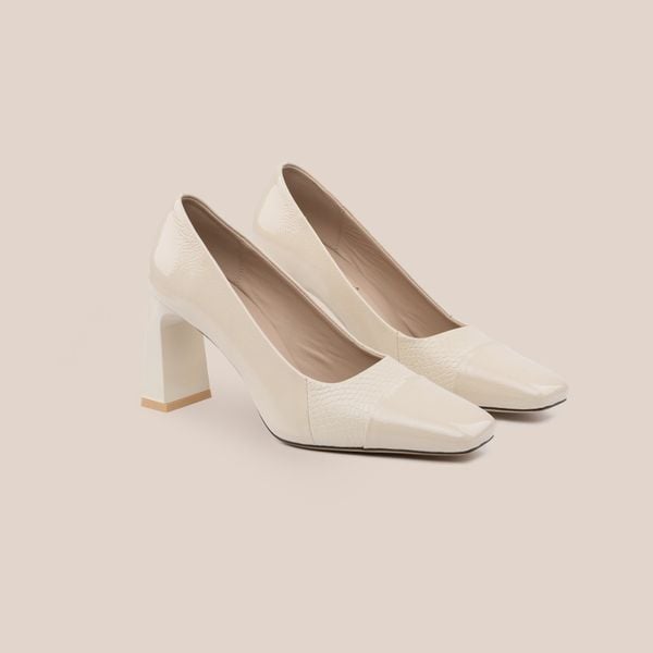  Giày Cao Gót Nữ Bóng Trắng 19N.23 