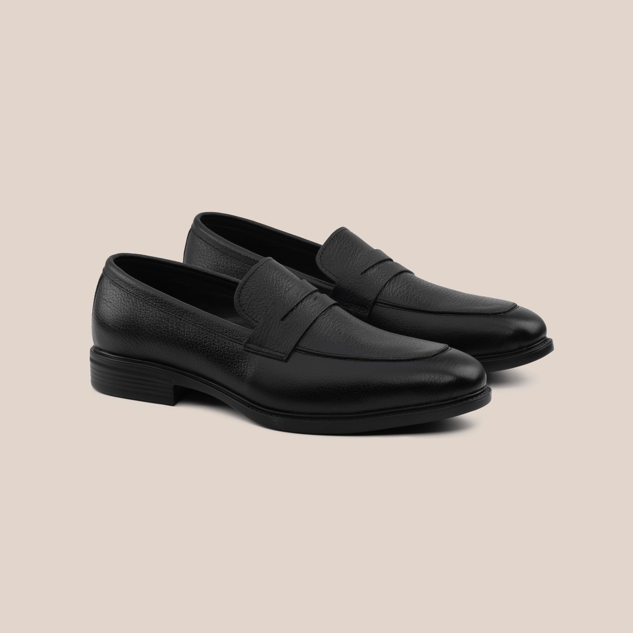  Giày Loafer Nam Trơn Đen 28MC.44 