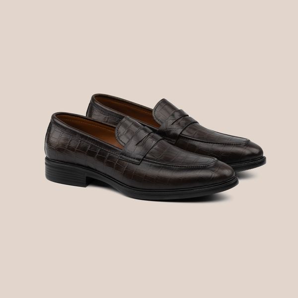  Giày Loafer Nam Vân Đen 28MC.51 