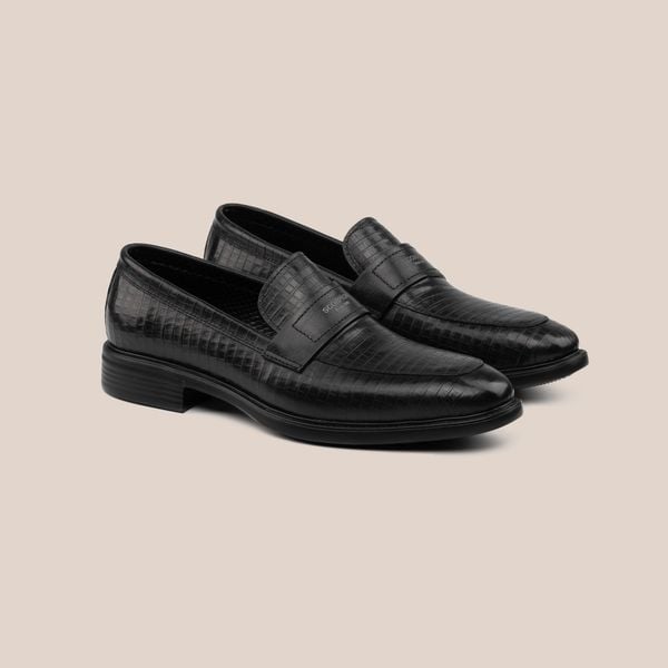  Giày Loafer Nam Bóng Vân Đen 28MC.50 