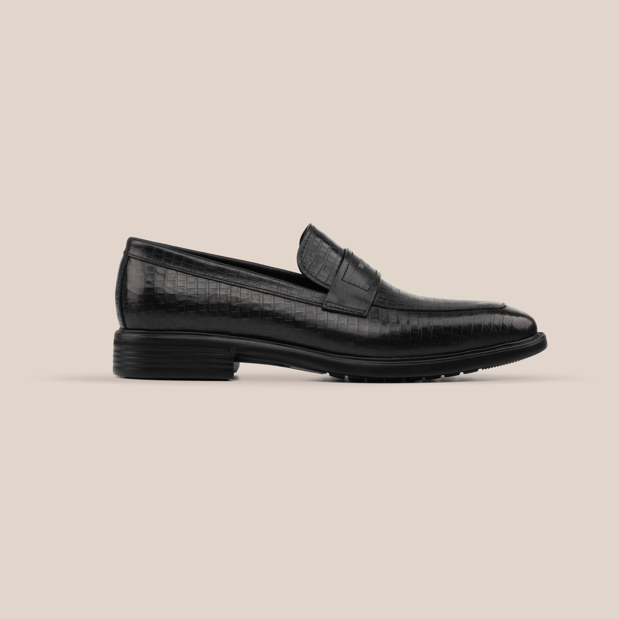  Giày Loafer Nam Bóng Vân Đen 28MC.50 