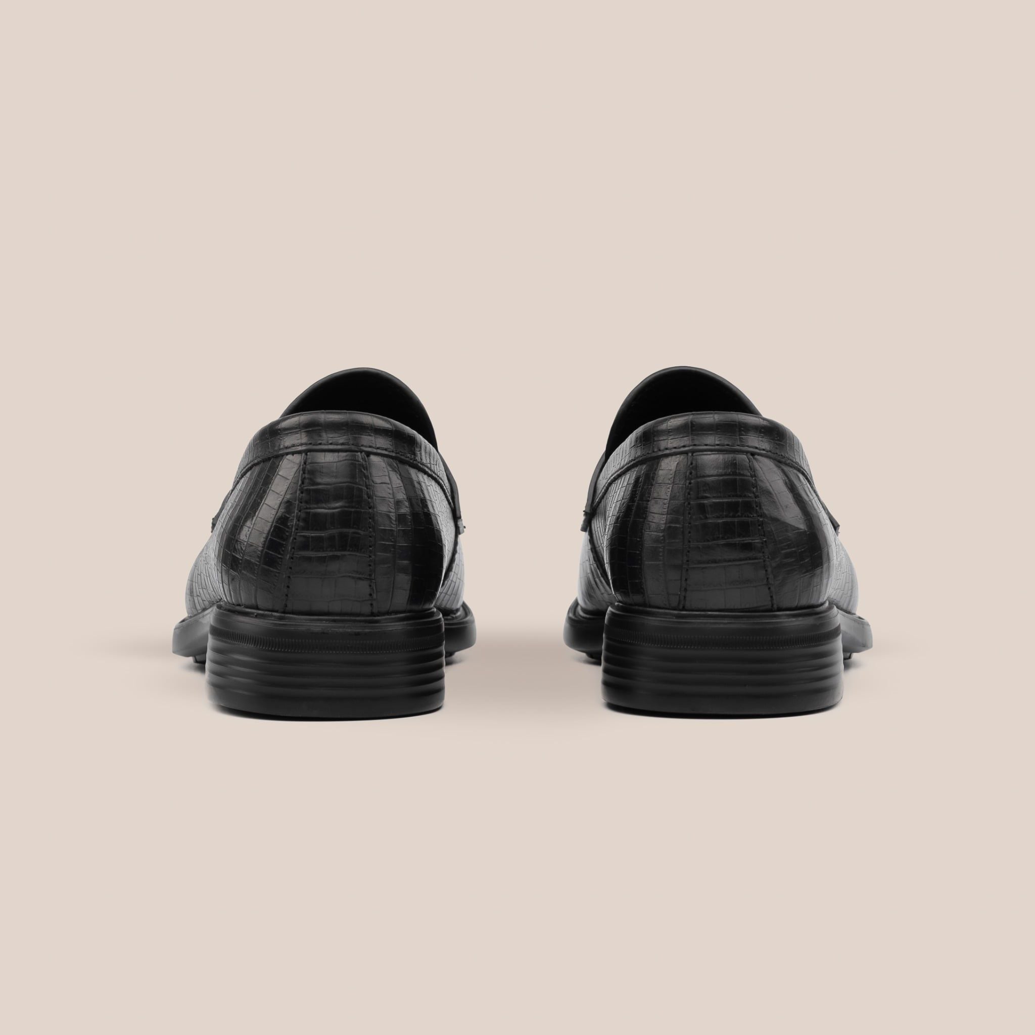  Giày Loafer Nam Bóng Vân Đen 28MC.50 