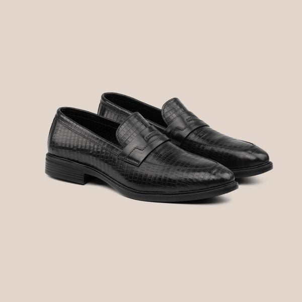  Giày Loafer Nam Bóng Vân Đen 28MC.49 