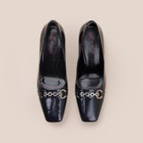  Giày Cao Gót Nữ Trơn Bóng Đen 19A.30 