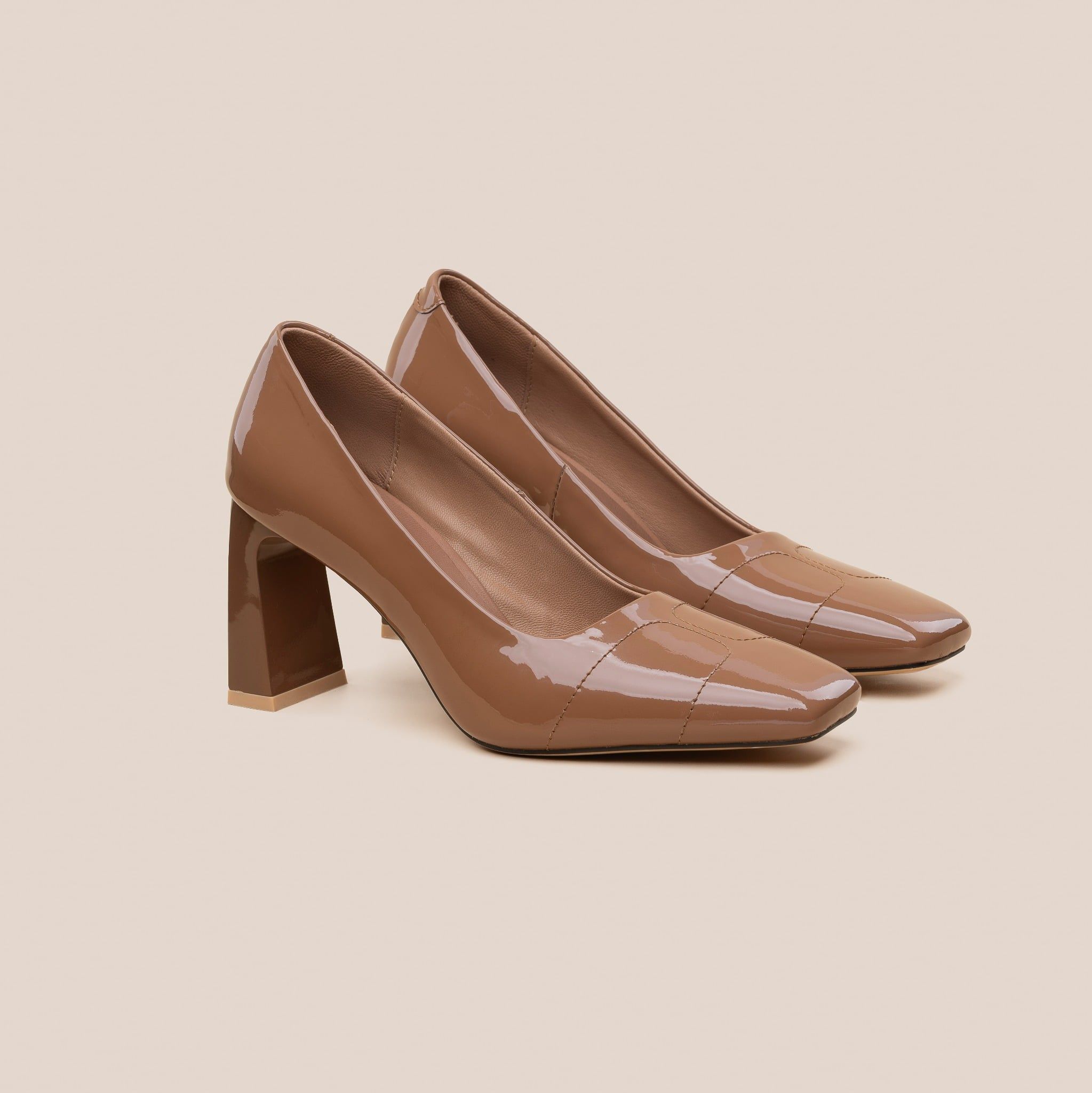  Giày Cao Gót Nữ Vân Bóng Nâu 19N.28 