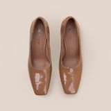  Giày Cao Gót Nữ Vân Bóng Nâu 19N.28 