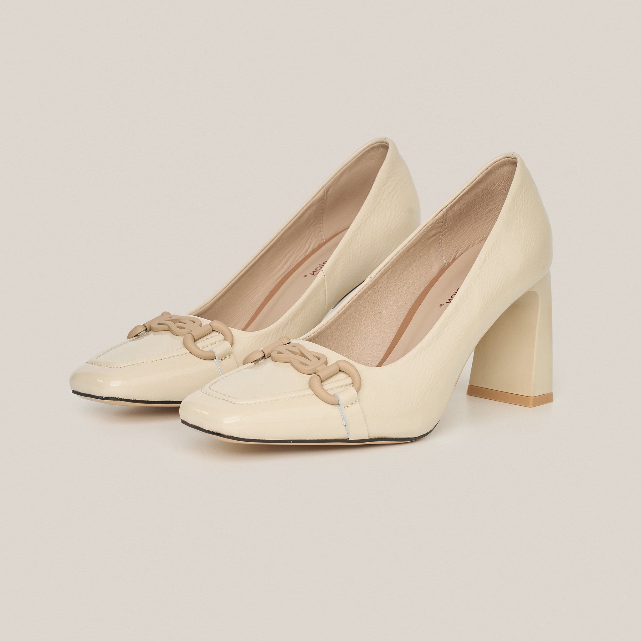  Giày Cao Gót Nữ Trơn Bóng Trắng 19N.22 