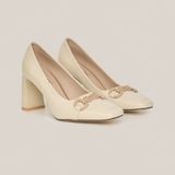  Giày Cao Gót Nữ Trơn Bóng Trắng 19N.22 