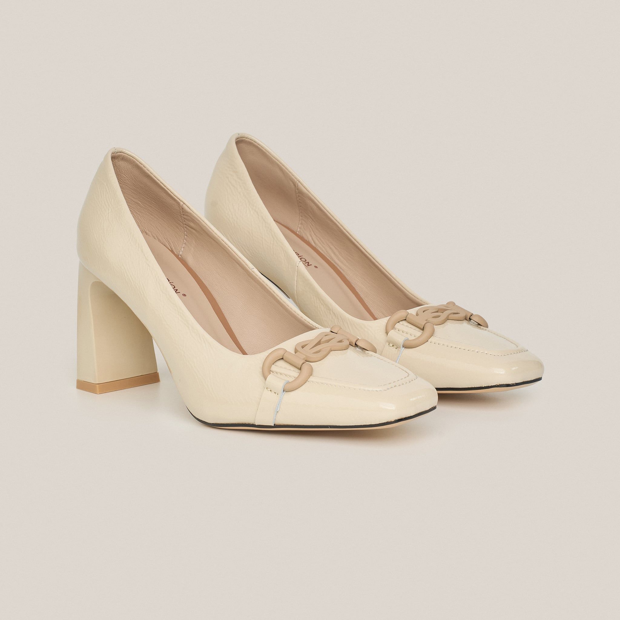  Giày Cao Gót Nữ Trơn Bóng Trắng 19N.22 